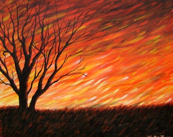 Tree with a burning sky