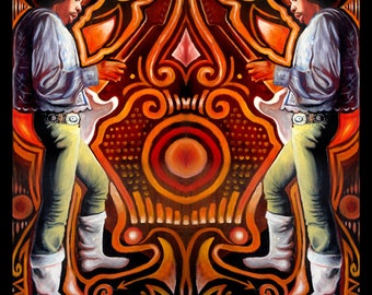 Psychedelische hendrix, Jimi Hendrix, gekleurd ornament