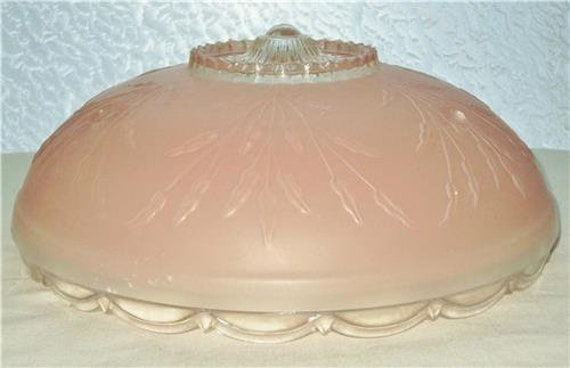 Art Deco Pink 3 Chain Glass Ceiling Light Shade Fixture Image 0
