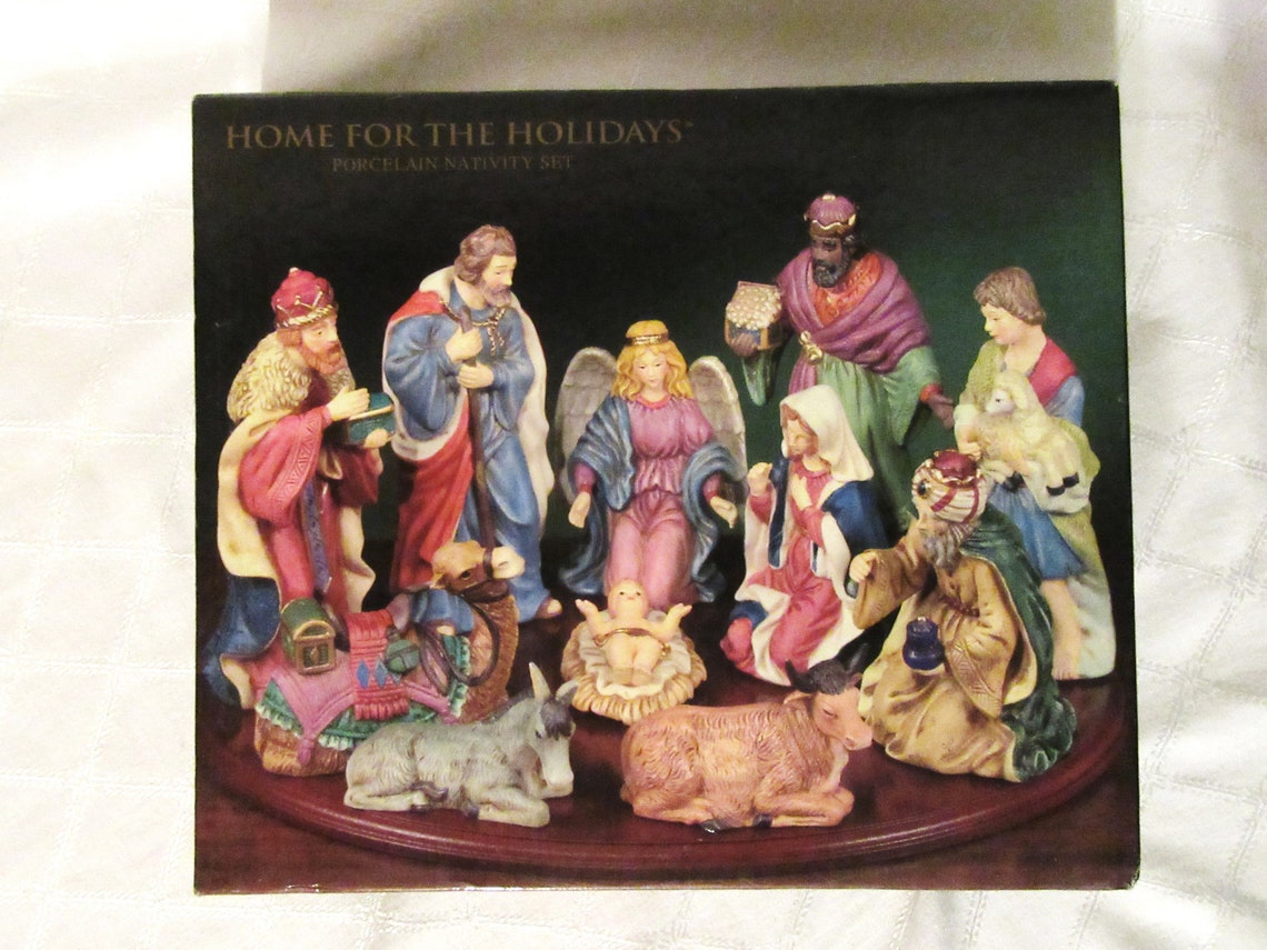 Porcelain Christmas Nativity Scene 12pc Nativity Set Etsy