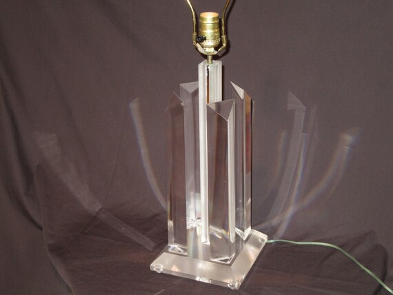 Vtg 26 Clear Acrylic Lucite Table Lamp Tall Modern Lamp Etsy