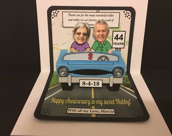 Anniversary or Wedding BOBBLEHEAD Pop Up Card  personalized