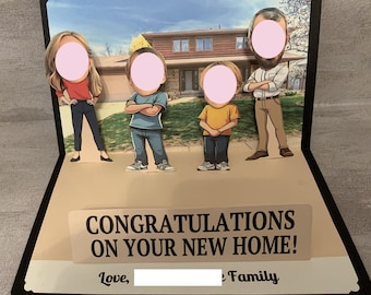 New home Congratulations with BOBBLEHEADS pop up card