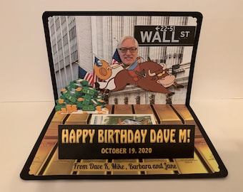 BOBBLEHEAD Wall Street Financial Theme Pop Up Card personalized