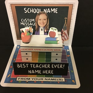 Teacher BOBBLEHEAD Appreciation, Birthday, Best Teacher or Retirement Pop Up Card personalized