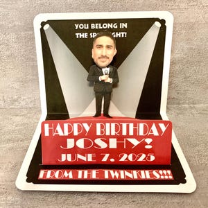 Singing Sensation BOBBLEHEAD Birthday or Other Performer Pop Up Card personalized