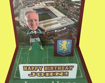 Soccer BOBBLEHEAD Birthday Pop Up card personalized