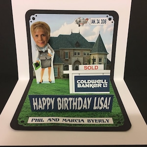 REAL ESTATE Agent BOBBLEHEA  Birthday Pop Up Card personalized
