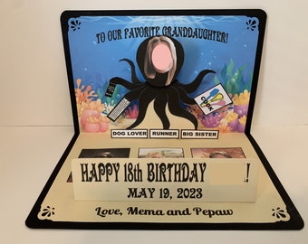 Octopus for VERY Multitasking People BOBBLEHEAD Pop Up Card personalized