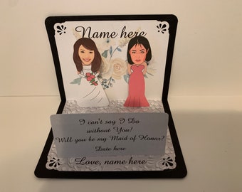 BOBBLEHEAD Bridesmaid Proposal (or THANK YOU) Pop Up Card customized