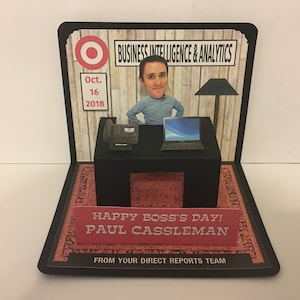 Boss&#39;s Day or Birthday BOBBLEHEAD Pop Up Card personalized