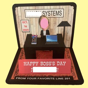 Boss or coworker Birthday BOBBLEHEAD Pop Up Card personalized