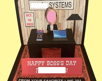 Boss or coworker Birthday BOBBLEHEAD Pop Up Card personalized