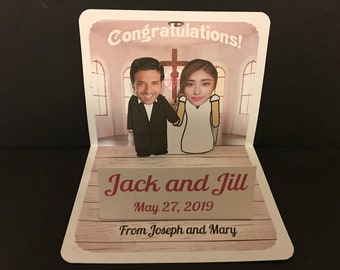 Wedding BOBBLEHEAD Pop up Card- 3 different Backgrounds, Traditional & Non-Traditional People