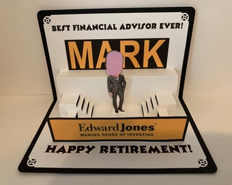 Retirement BOBBLEHEAD Pop Up Card Personalized