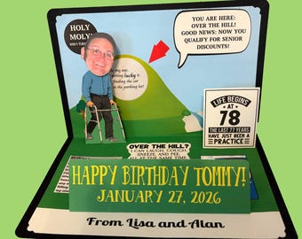 Over the Hill BOBBLEHEAD Birthday pop up greeting card personalized