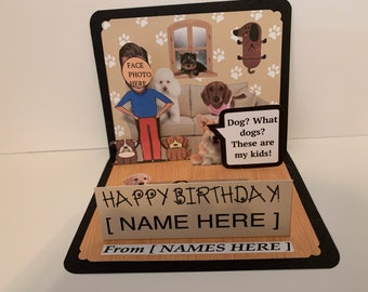 BOBBLEHEAD Cat, Dog or both Pets Lover Birthday pop up card personalized