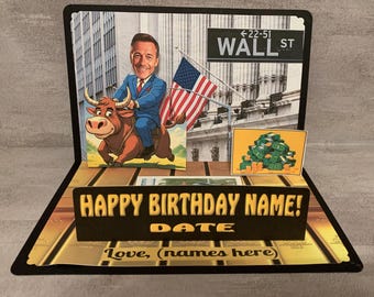 Wall Street Financial BOBBLEHEAD Pop Up Card personalized