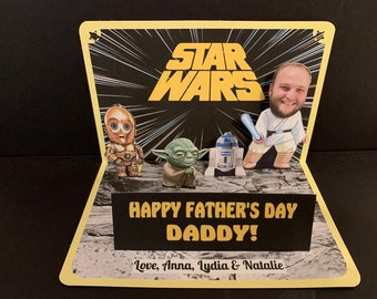 BOBBLEHEAD Star Wars  with 3 sidekicks Pop Up Card -  Large Size Birthday