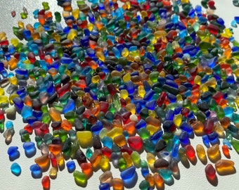Rainbow rainbow bag Genuine Seaham sea glass mixed colours including yellows and blues