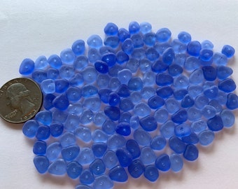 5-10mm Beads blue lilac drilled sea glass blue lilac blue sea glass blue beads sea glass holes