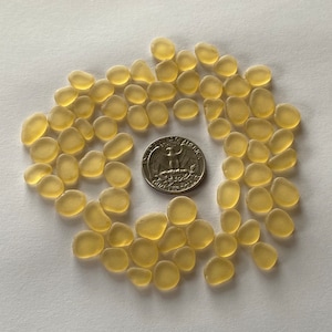 flat yellow 9-13mm tiny flat tumbled sea glass light sun yellow sea glass jewelry making sea glass art project