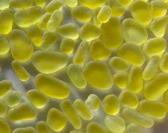 Bright Yellow Glass tiny 4-10mm very tiny tumbled sea glass yellow bright lemon yellow