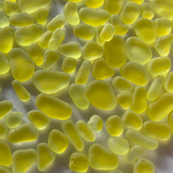 Bright Yellow Glass tiny 4-10mm very tiny tumbled sea glass yellow bright lemon yellow