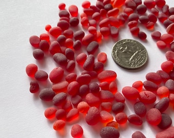 4-10mm mini glass red glass stones very tiny sea glass red sea glass stones seaglass red red glass jewelry making stones jewelry stones red