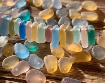 sea glass pendants mini charms 8-11mm top drilled sea glass beads jewelry beads pastel colors
