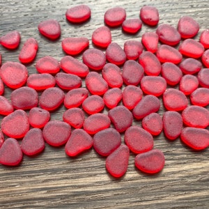 9-13mm tiny red sea glass tumbled sea glass red gems glass jewelry stones red