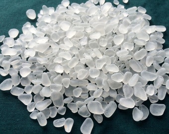 very tiny Clear white sea glass lot 3-10mm white sea glass white