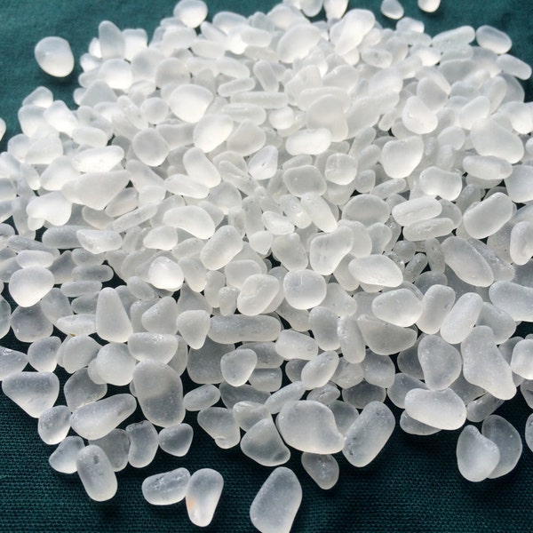 very tiny Clear white sea glass lot 3-10mm white sea glass white