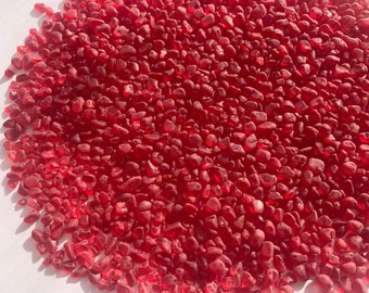 Mini piedras de cristal de 2-4mm, guijarros de cristal en miniatura rojos, chips de cristal de mar súper pequeños rojos, piedras de cristal rojo, microcristal rojo