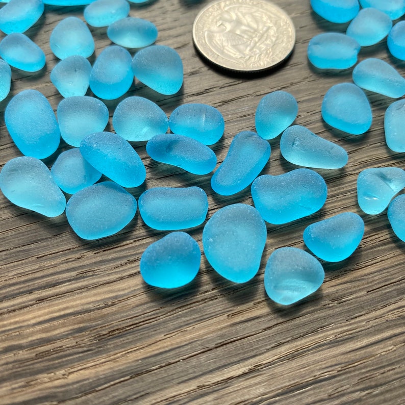 Bright sky blue thicker sea glass jewelry quality 9-15mm blue sea glass pebbles sea glass jewelry stones teal sea glass aqua sea glass image 5