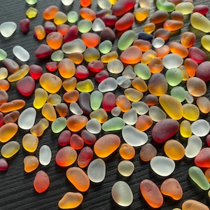 mix colors sea glass stones round oval sea glass 4-10mm very tiny orange red yellow green white