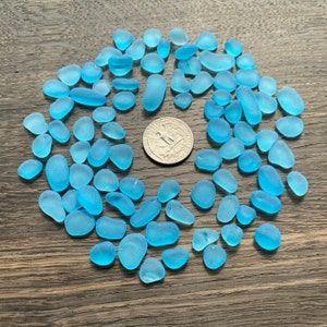 Bright sky blue thicker sea glass jewelry quality 9-15mm blue sea glass pebbles sea glass jewelry stones teal sea glass aqua sea glass image 3