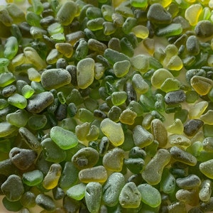 3-10mm very tiny seaglass bulk sea glass lot olive green glass