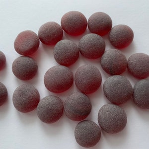dark ruby red sea glass stones one side flat 14-17mm