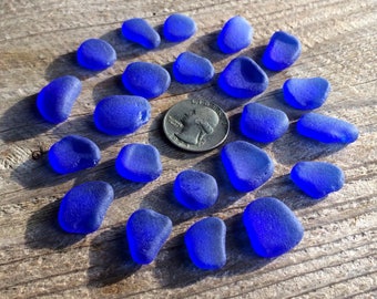 U112 4 Sea Glass Disks Cultured Glass Round with Concave Back 18mm Cobalt Blue 