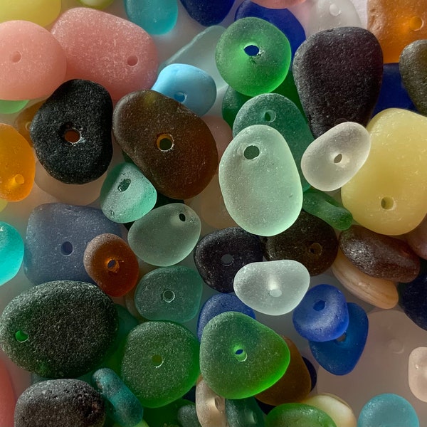 20 Sample beads Random selection beads Grab bag beads drilled sea glass holes jewelry supplies jewelry beads