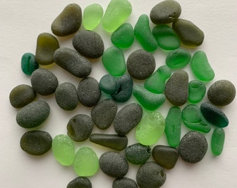 set of 47 green glass pieces 10-15mm tiny green sea glass lot sea glass bulk seaglass green f4711