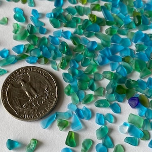 4-7mm mini glass mix blue aqua sea green turquoise teal sea smooth tumbled glass thin sea glass bulk sea glass mini