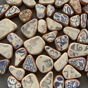 20-45mm With Pattern tumble clay tumble pottery sea pottery pieces medium large tumbled pottery mosaic tiles tumbled ceramic tiles