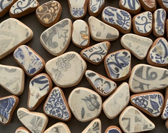 20-45mm With Pattern tumble clay tumble pottery sea pottery pieces medium large tumbled pottery