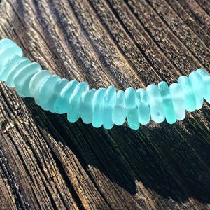 10-15mm centre drilled sea glass beads seafoam blue green