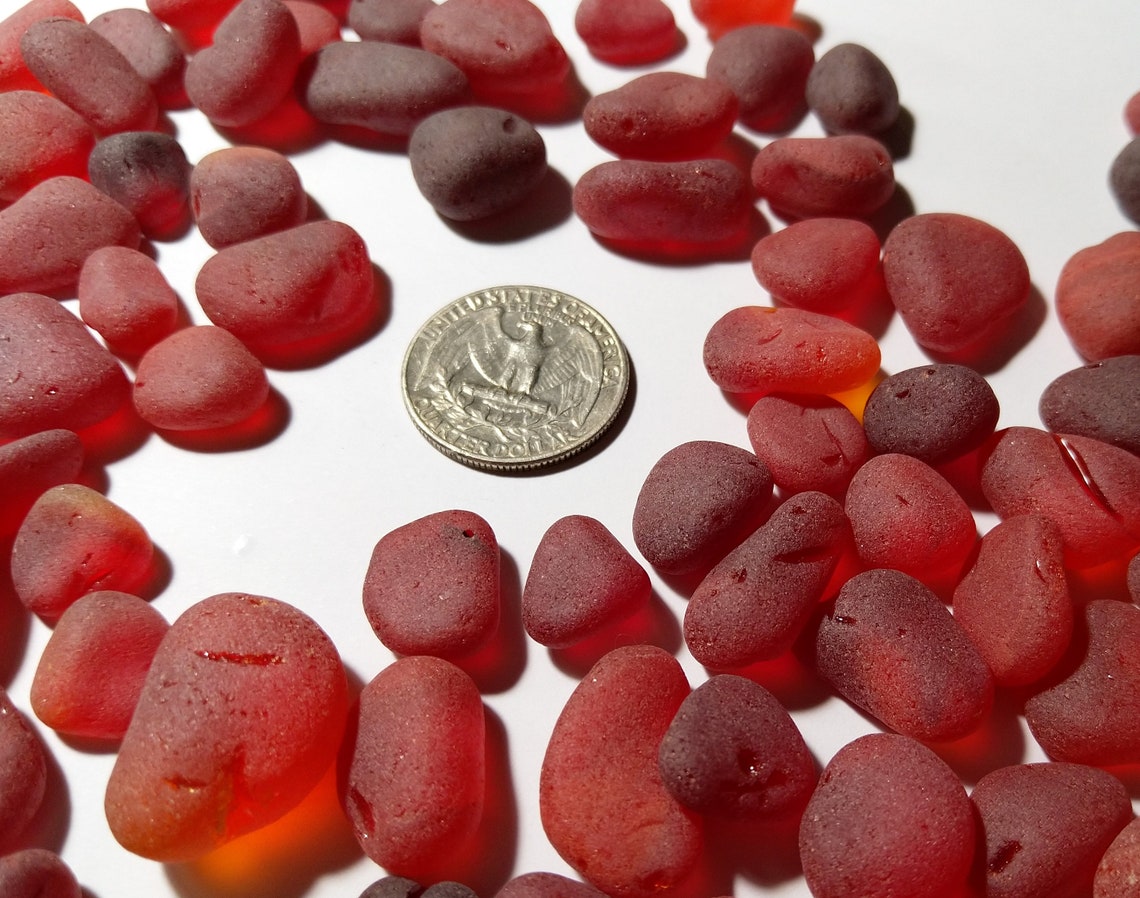 1520mm red sea glass pebbles tumbled glass jewelry making art Etsy