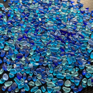 2-4mm super tiny sea glass chips blue colors mix