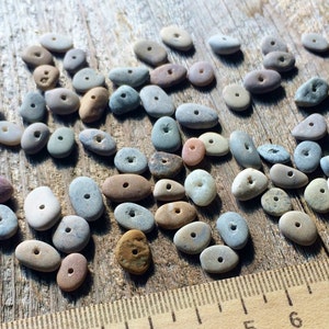 5-10mm very tiny sea stone beads centre drilled beach stones sea stones tiny beach stones jewelry making sea stones beads white beach stones image 2