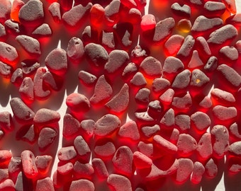 4-8mm Red tumbled sea glass red sea glass red seaglass crafts